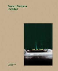 Small car obscured by dark green velvet curtain, on pale brown cover, Franco Fontana, Invisible, in dark green font to top left corner of cover.