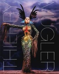 Book cover of Thierry Mugler, featuring a sheath dress resembling a mythical beast with multicoloured scales. Published by Musée des Arts Décoratifs.