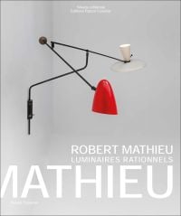 Modern light fixed to white wall, with two lamps, 'ROBERT MATHIEU', in white font below, by Silvana.