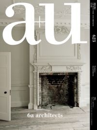 Magazine cover of a+u 22:08, 623: Feature: 6a architects, with an interior living room with ornate fireplace. Published by Shinkenchiku-Sha Co., Ltd.