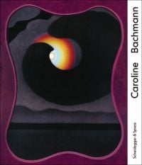 Book cover of Caroline Bachmann, with a conceptual painting of a dark sky with orange and blue eye. Published by Scheidegger & Spiess.