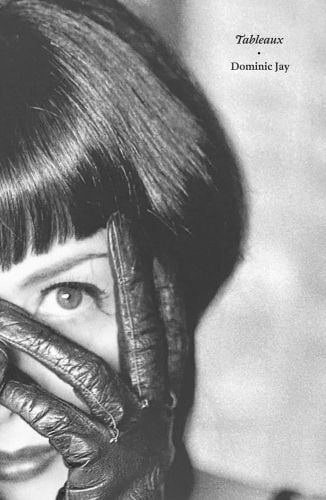 White female with black bob hairstyle, left eye peeking through gloved hand, on cover of 'Tableaux Scenes from the Decade of Excess' by Circa Press.