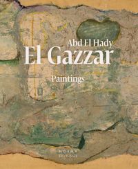 Cave-like abstract painting in grey with yellow lined shapes, on cover of 'El-Gazzar', by Editions Norma.