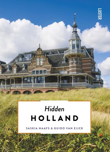 Domburg bathing pavilion, 'Hidden HOLLAND', in black font on white banner below.