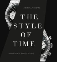 Book cover of The Style of Time', with two halves of a luxury silver wristwatch. Published by ACC Art Books.