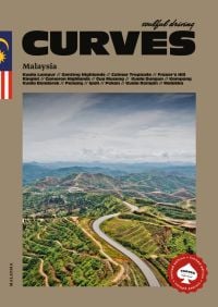 Book cover of CURVES Malaysia, with an aerial view of winding road through the Malaysian mountainous. Published by Delius.