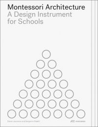 Pyramid of circles on white cover of 'Montessori Architecture, A Design Instrument for Schools', by Park Books.