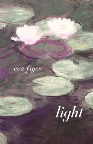 Detail of painting 'Pink lilies' by Claude Monet, 'eva figes, light' in white font to lower half of cover, by Pallas Athene.
