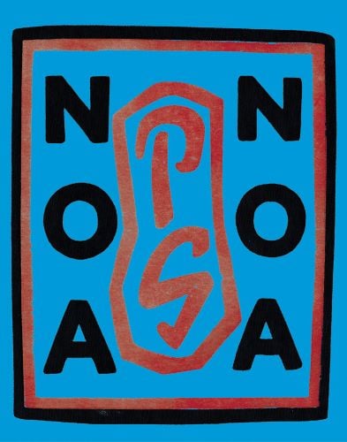 NOA NOA 'PG', in black, and orange font to blue cover, by Pallas Athene.