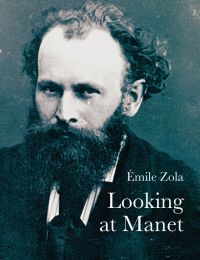 Portrait photography of Édouard Manet, with large beard, 'Emile Zola, Looking at Manet', in white font below, by Pallas Athene