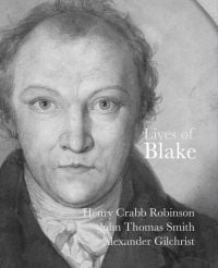 Portrait of William Blake 1802, 'Lives of Blake', in white font to lower right of cover, by Pallas Athene.