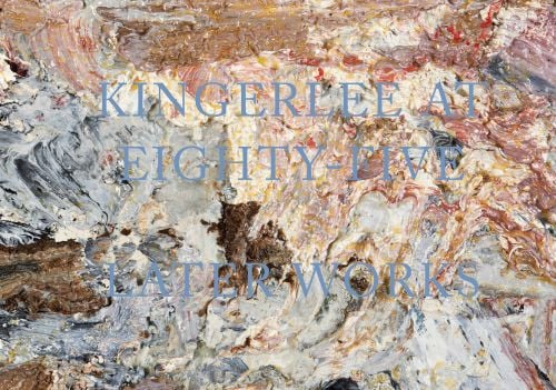 Abstract landscape painting by John Kingerlee in pale pastel colors, on cover of 'Kingerlee At Eighty Five', by Pallas Athene.