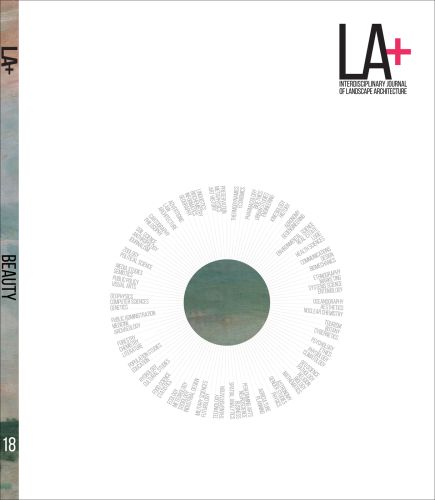 Circle of chapter headers on white cover of 'LA+ Beauty', by ORO Editions.