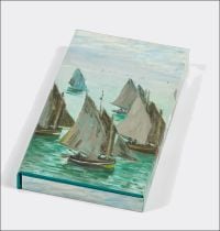 Impressionist artwork on pen-set case of 'Fishing Boats, Claude Monet 8-Pen Set', by teNeues Stationery.