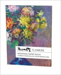 Impressionist painting 'Vase of Chrysanthemums', on cover of 'Flowers, Claude Monet Wrapping Paper Book', by teNeues Stationery.