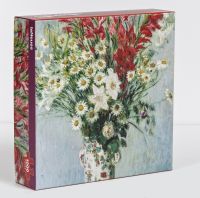 Impressionist floral art on lid of 'Bouquet of Gladioli, Claude Monet 1000-Piece Puzzle', by teNeues Stationery.