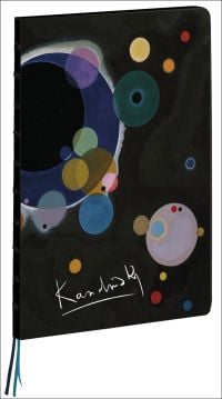 Dark abstract artwork on cover of 'Several Circles, Vasily Kandinsky A4 Notebook', by teNeues Stationery.