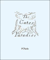 'The Gates of Paradise', in black font to centre of pale blue cover, illustrations of angels, by Pallas Athene.