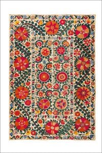 Book cover of Central Asian Textiles, The Neville Kingston Collection, featuring Kermina Suzani Uzbekistan Embroidery. Published by Hali Publications.