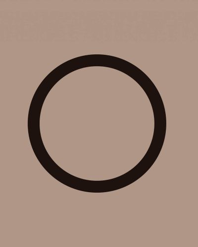 Large black ring, to centre of beige cover of 'María Teresa Hincapié, If This Were a Principle of Infinity', by Turner.