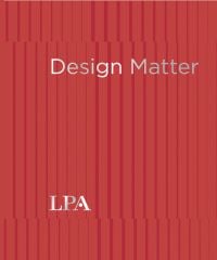 Stripy red cover of 'Design Matter, Every project. Every budget. Every scale.', by ORO Editions.