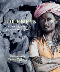 Book cover of Journeys, People and Places from a Travelling Life, with a man wearing turban and orange bindi. Published by Pallas Athene.