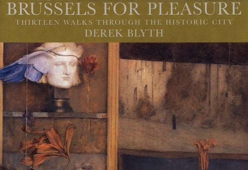 Painting detail by Fernand Khnopff, 'Bust of Hypnos, the Greek god of sleep and a red poppy, on cover of 'Brussels for Pleasure', by Pallas Athene.