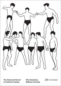 Nine human figures performing a 2 tier pyramid on white cover of 'The Advanced School of Collective Feeling', by Park Books.