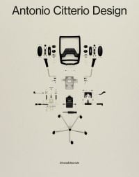 Book cover of Antonio Citterio Design, with an explosion of components of an office chair. Published by Silvana.