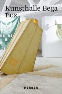 Book cover of Kunsthalle Bega Box, with an art installation of tall wooden box shape falling into hole in floor. Published by Kerber.