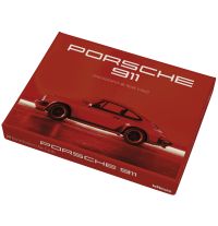 Red Porsche 911 sports car on front cover of art cards box, by teNeues Books.