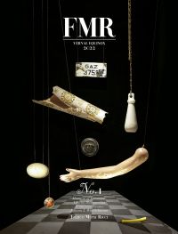 Book cover of FMR No. 1: Vernal Equinox 2022, with a collection of objects suspended above a checkered floor. Published by Franco Maria Ricci editore.