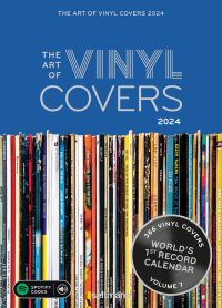 Book cover of The Art of Vinyl Covers 2024, with a shelf of records. Published by Seltmann Publishers.