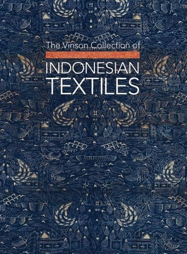 Navy textile print on cover of 'The Vinson Collection of Indonesian Textiles', by CA Book Publishing.