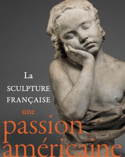 Terracotta bust sculpture 'Sleeping Boy' by Philippe-Laurent Roland, on cover of 'French Sculpture in America, An American Passion', by Exhibitions International.