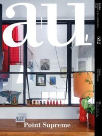 Book cover of a+u 23:05, 632: Feature: Point Supreme, with an interior room with wood floors a large windows. Published by Shinkenchiku-Sha Co., Ltd.