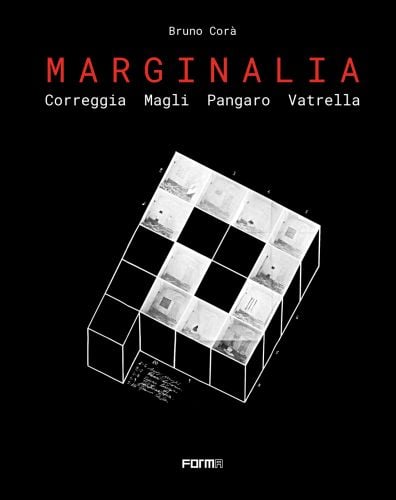 Aerial view of block of cubes featuring artworks, on cover of 'Marginalia', by Forma Edizioni.