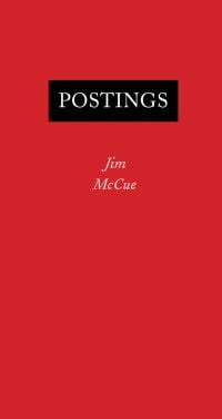 Red cover of Jim McCue's 'Postings', by Pallas Athene.