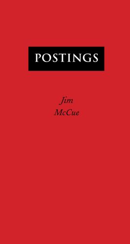 Red cover of Jim McCue's 'Postings', by Pallas Athene.
