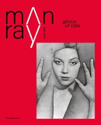 Book cover of Man Ray, 1870-1976. Master of Lights, with a surrealist female portrait. Published by Silvana.