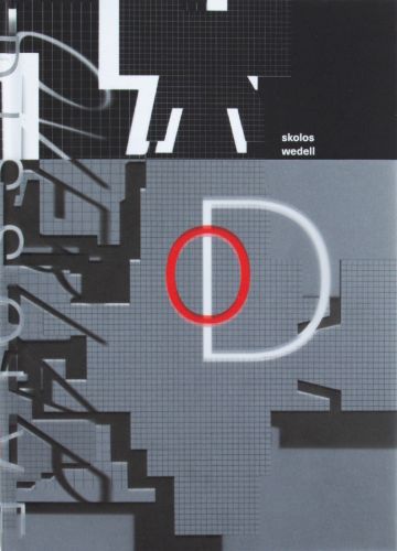 Black and white grid, with white and red shapes, on cover of 'Overlap/Dissolve', ORO Editions.