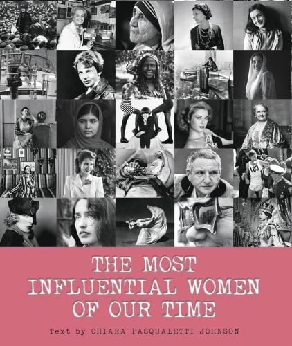 Montage of photos: Anne Frank, Joan Baez, on cover of 'The Most Influential Women of Our Time', by White Star.