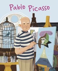 Male artist painting abstract portrait on canvas, on cover of 'Pablo Picasso', from the 'Genius' series, by White Star,