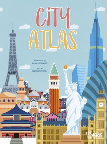 Statue of Liberty, Eiffel Tower, Elizabeth Tower, on cover of 'City Atlas', by White Star.