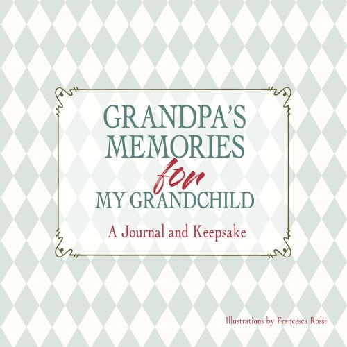 Pale green and white diamond pattern on cover of 'Grandpa's Memories for My Grandchild, A Journal and Keepsake', by White Star.