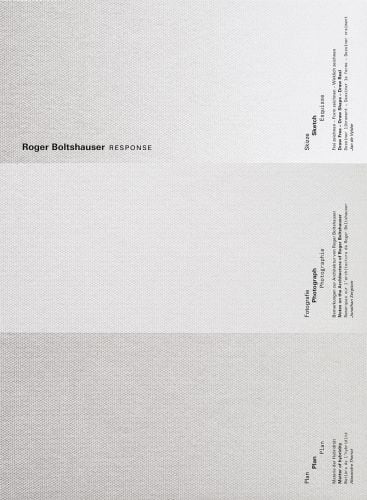 Three sections of off-white, on cover of 'Roger Boltshauser - Response', by Park Books.