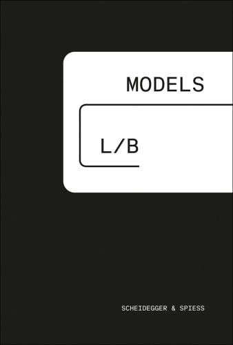 White rounded corner oblong to left of black cover of 'Lang/Baumann. Models', by Scheidegger & Spiess.