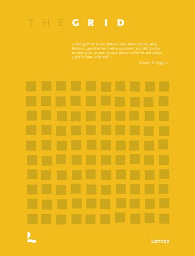 Yellow ochre squares forming larger square on bright yellow cover of 'The Grid', by Lannoo Publishers.
