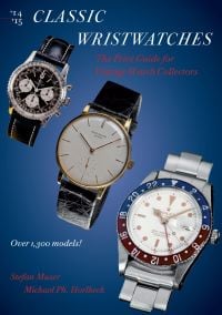 Three watch models, Rolex, on cover of 'Classic Wristwatches 2014-2015, The Price Guide for Vintage Watch Collectors', by Abbeville Press.