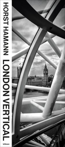 View of houses of parliament from London Eye pod, on cover of 'London Vertical', by teNeues Books.